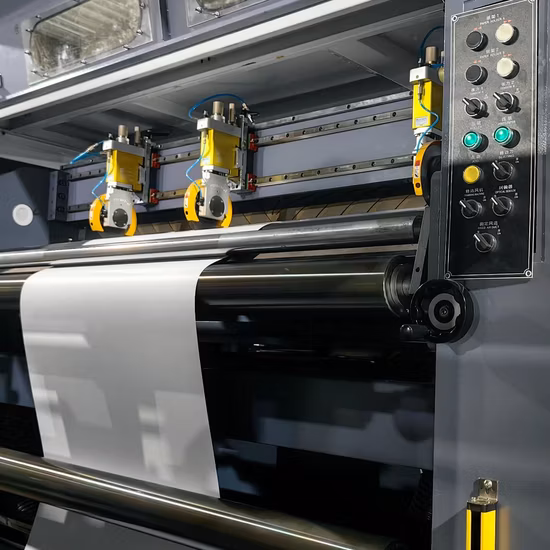 ロールペーパーシートカッターマシン、両面/板紙/ボール紙シートシートマシンロータリーナイフダブルリールクロスカッティングマシン