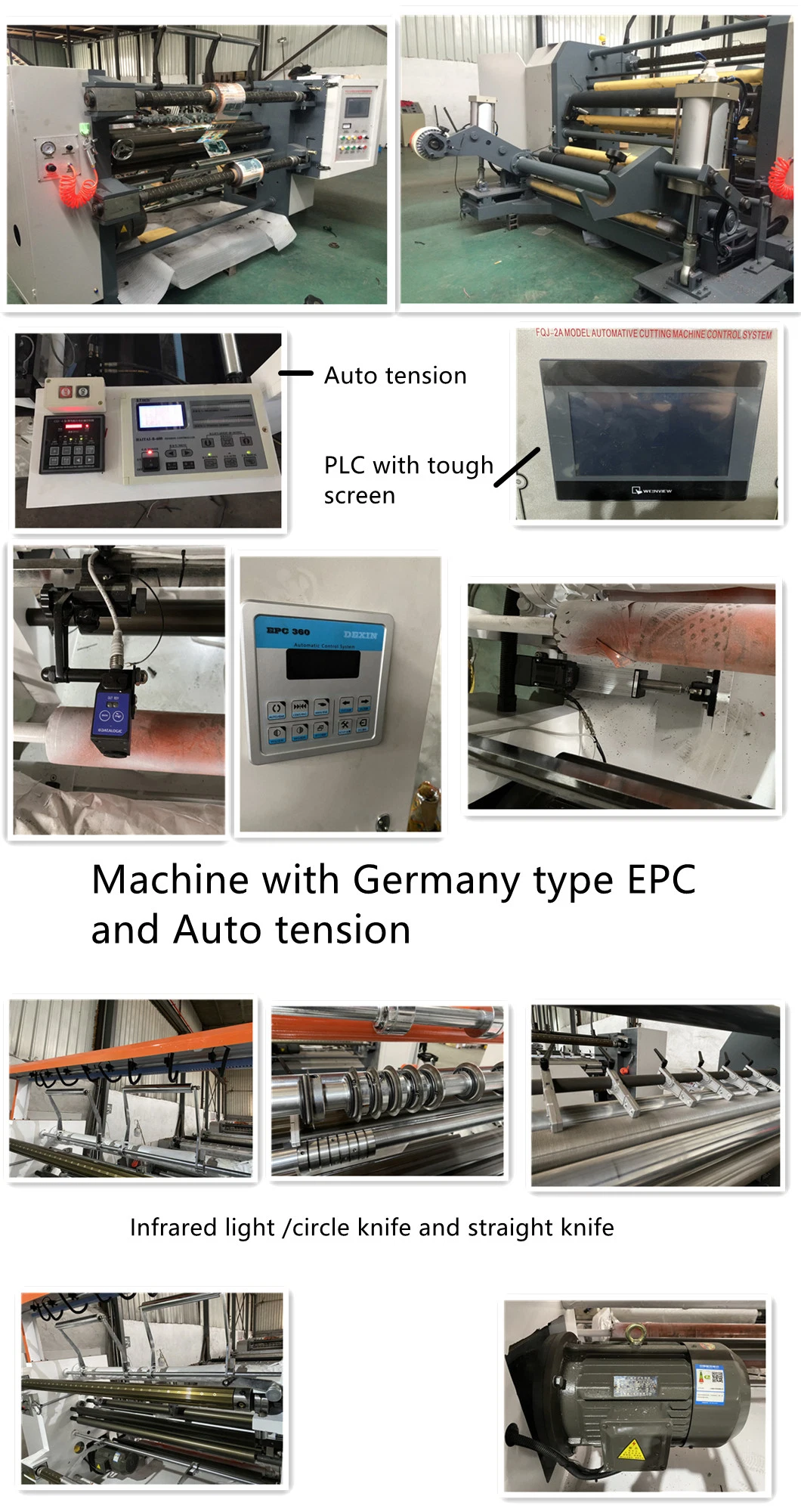 High Speed Plastic Film Nylon Paper Slitter and Rewinder PLC Control